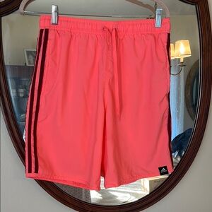 Adidas Coral Sports Shorts with Three Stripes Swim Trunks Medium